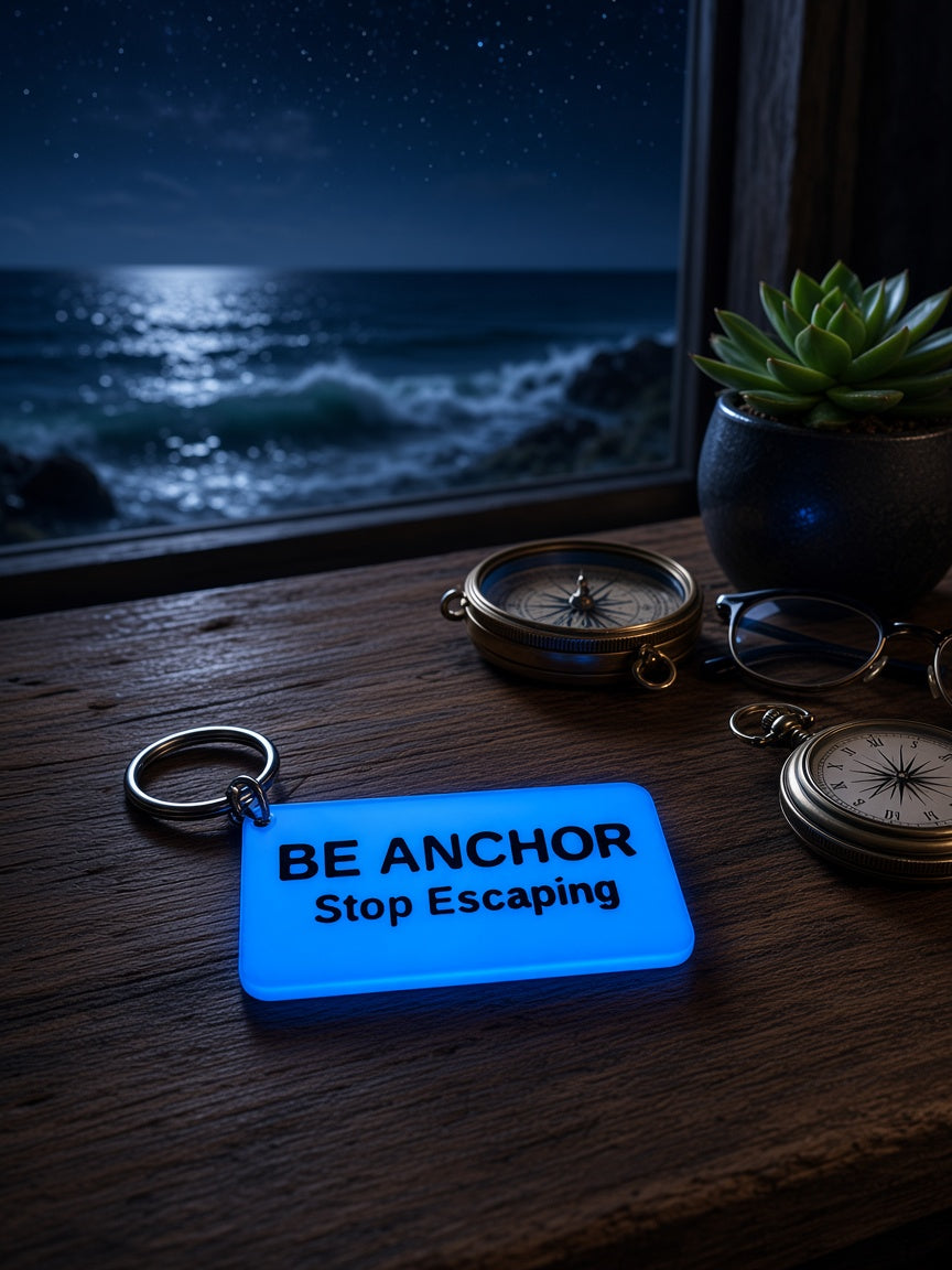 "Be Anchor, Stop Escaping" Glow-in-the- Dark Inspirational Keychain