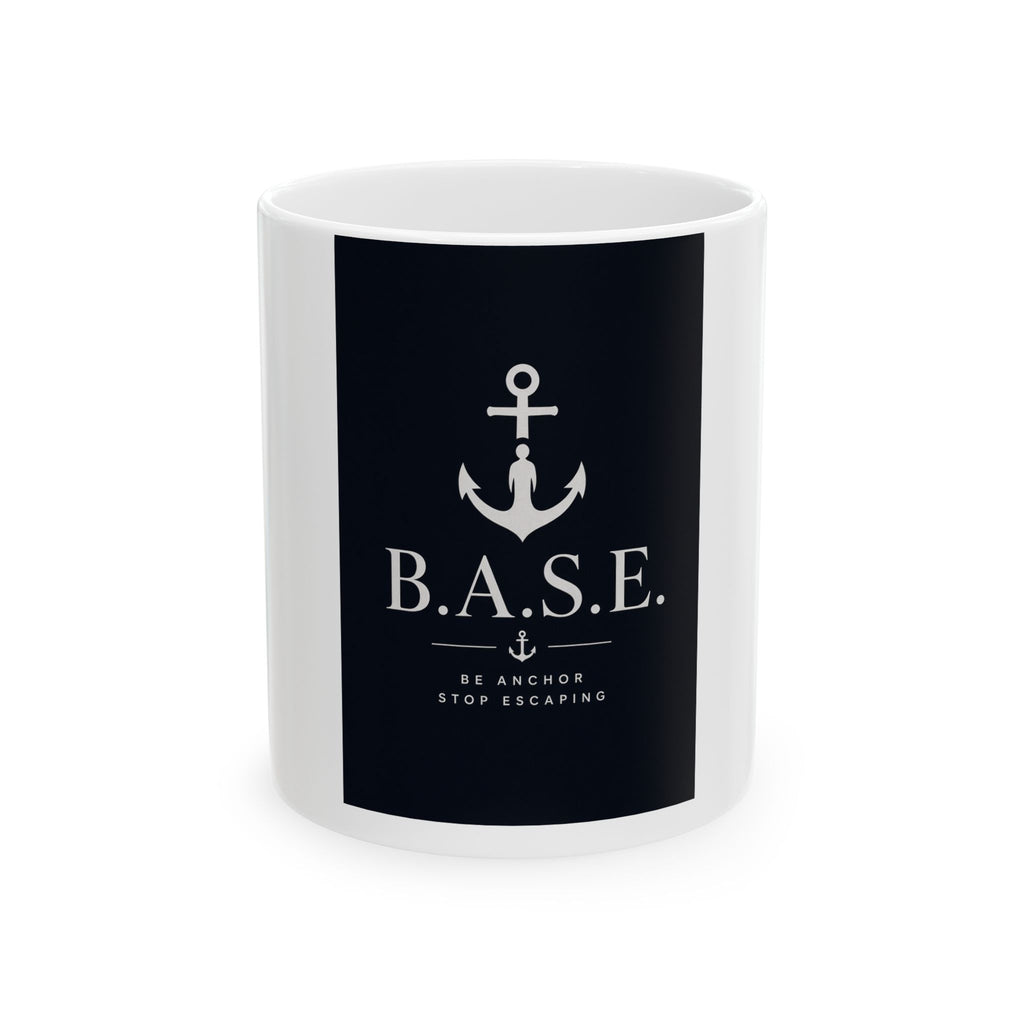 BASE Anchor Ceramic Mug – "Be Anchored, Stop Escaping" Nautical Coffee Mug (11oz/15oz)