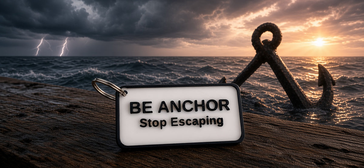 "Be Anchor, Stop Escaping" Glow-in-the- Dark Inspirational Keychain