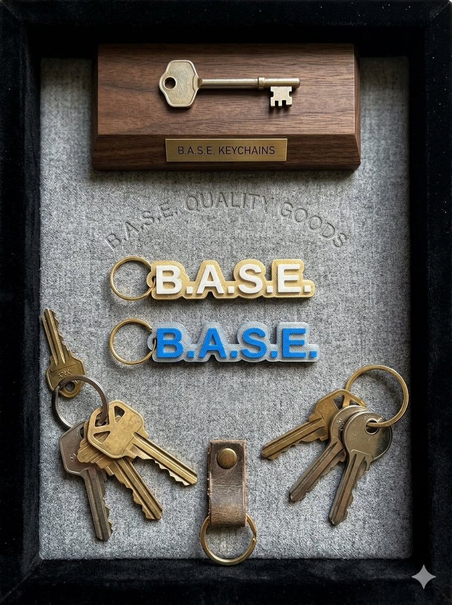 B.A.S.E. Minimalist Glow-in-the-Dark Word Block Keychain